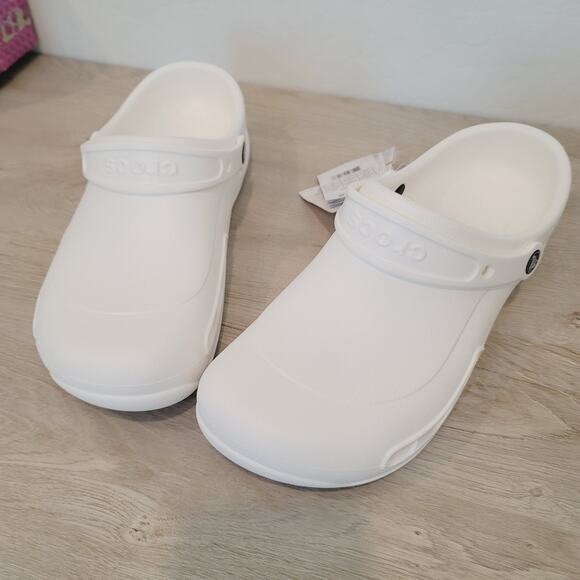 NWT Crocs White Unisex-Adult Bistro Clogs, Slip Resistant Work Shoes Sze M10/W12 - Picture 9 of 10